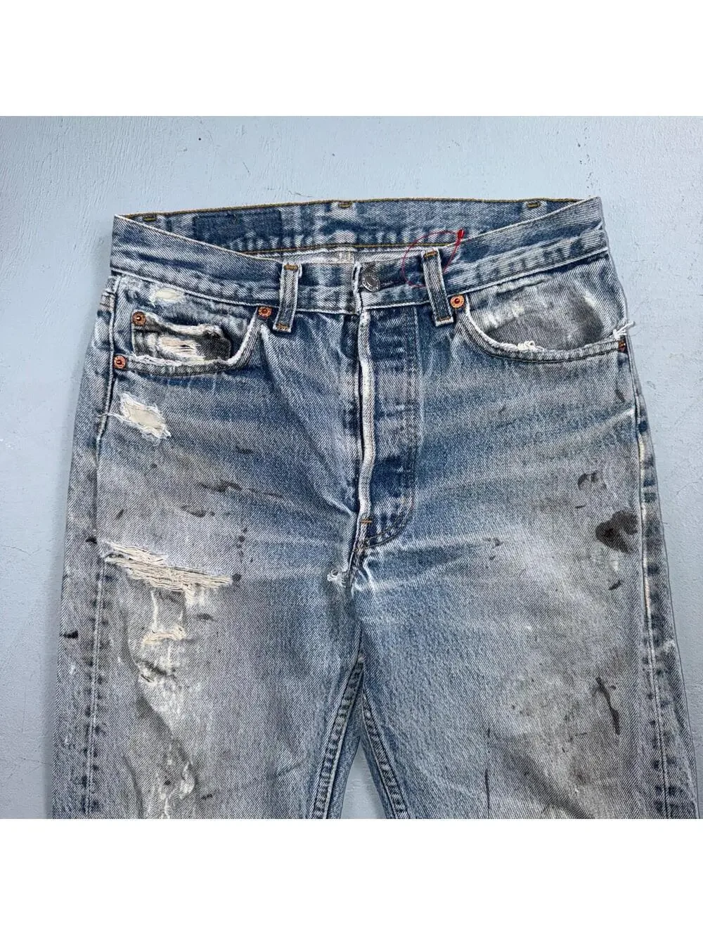 Levis 501 Vintage 90s USA XX Straight Leg Jeans Blue Light Wash 29x32 Act 28x28